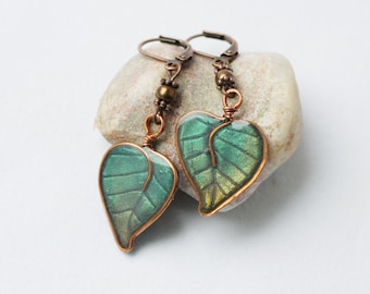 Green leaves earrings