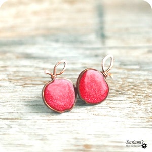 Post earrings Red apples image 2