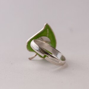 Adjustable Ring Forest green leaf image 2