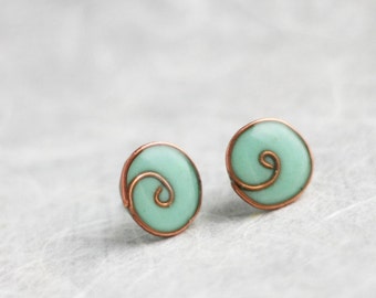 Post earrings - Mint blue