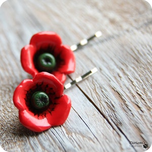 Hair bobby pin Poppy flower image 1