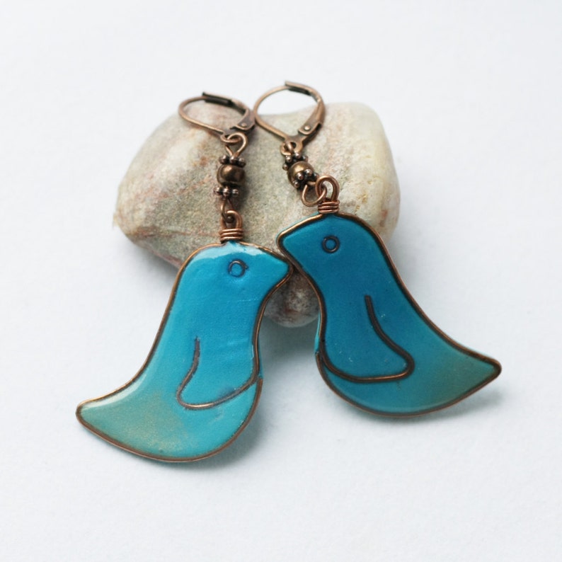 Turquoise birds earrings image 3