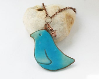 Turquoise bird necklace