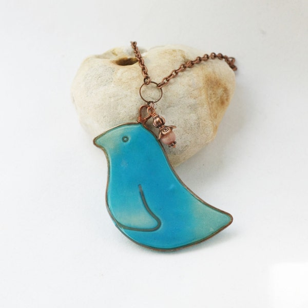 Turquoise bird necklace