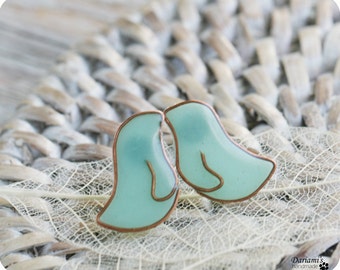 Mint Birds Earrings - Post Studs Earrings - Mint Bird Jewelry