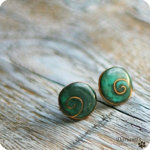 Post earrings - Forest green