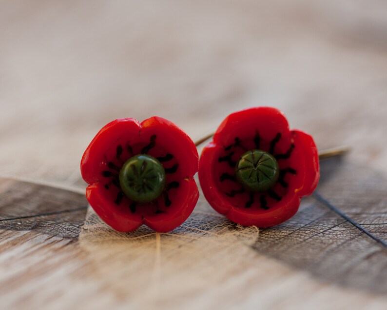 Earrings Poppy Flowers image 2