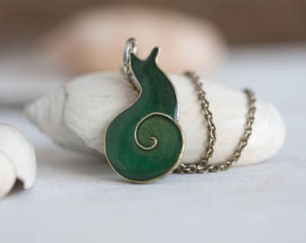 Snail Necklace - Emerald