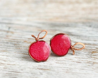 Post earrings - Red apples