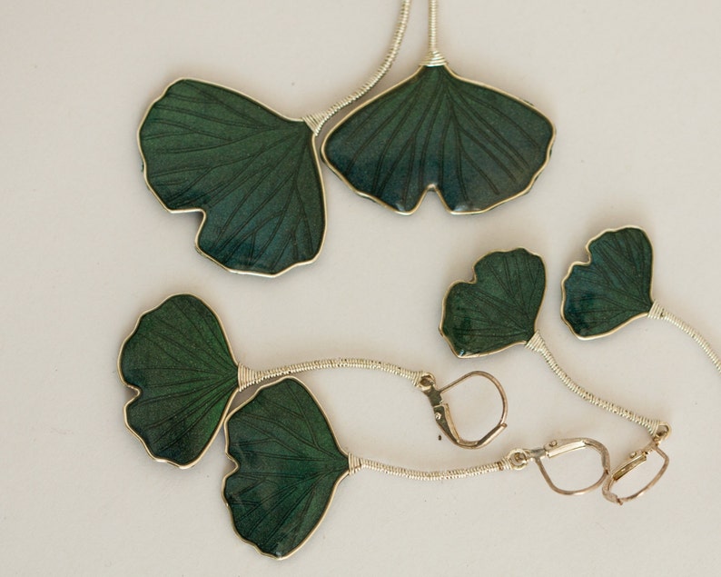 Dangle earrings Ginkgo leaves image 3
