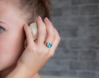 Adjustable Ring - Turquoise seashell