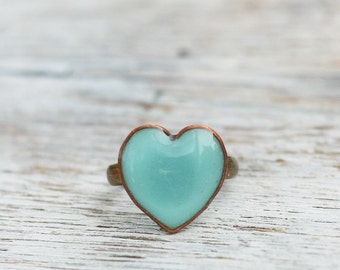 Ring - Mint green heart