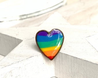 Pride flag heart pin