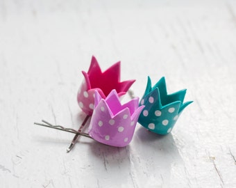 Hair bobby pin - Polka Dot Crown