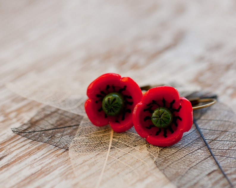 Earrings Poppy Flowers image 1