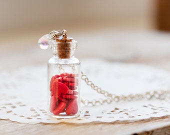 Glass Bottle Necklace - Heart Collection