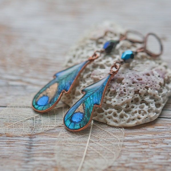 Dangle Earrings - Peacock feather