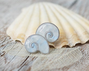 Earring Studs - Light blue seashell