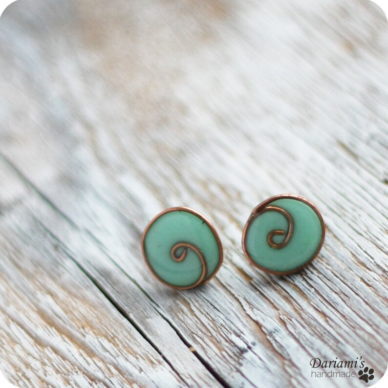 Post Earrings Mint Blue Etsy