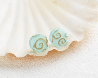 Earring Studs - Round Mint Posts