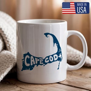 Cape Cod Map Becher, Küstenmassachusetts Kaffeetasse, nautisches Geschenk für Reisende, Strandliebhaber Souvenirbecher, Cape Cod Urlaubsgeschenk