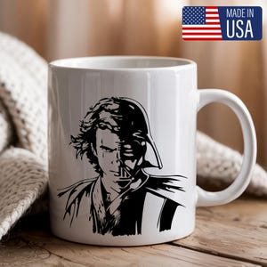 Taza de Star Wars de Anakin Skywalker y Darth Vader / Taza de héroe icónico con cara dividida / Regalo coleccionable de cerámica premium para fanáticos 11 oz 15 oz