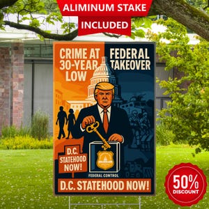 D.C. Statehood Now Yard Sign – Federal Takeover Protest Political Lawn Sign, Double-Sided Weatherproof Corrugated Plastic – 3 Sizes