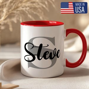 Taza con letra personalizada, taza de café con inicial personalizada, taza con monograma único, regalo personalizable para ella o para él, elegante taza con inicial