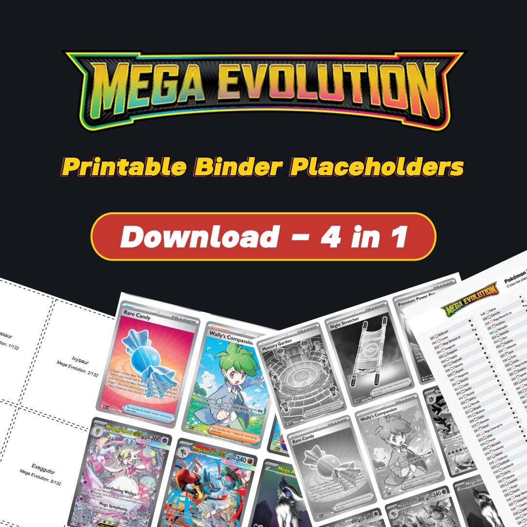 Mega Evolution Binder - Binder Pages Cards Mega Evolution With Checklist - Complete Sets (color/grayscale) TCG - Etsy Mega Evolution Binder - Binder Pages Cards Mega Evolution With Checklist - Complete Sets (color/grayscale) TCG - Etsy