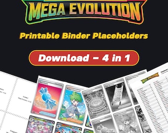 Raccoglitore Mega Evolution - Raccoglitore Pagine Carte Mega Evolution con Checklist - Set Completi (Colori/Scala di Grigi) TCG