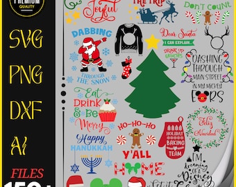 Pacchetto SVG di Natale: Babbo Natale, disegni di Buon Natale (download digitale)