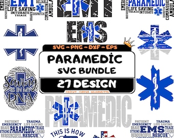 Pacote SVG para paramédicos: 27 designs de Estrela da Vida para EMT e EMS (download digital)