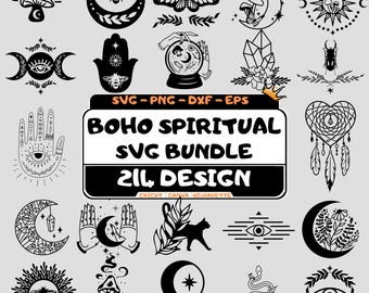 Pacchetto SVG spirituale boho: disegni celestiali mistici (download digitale)