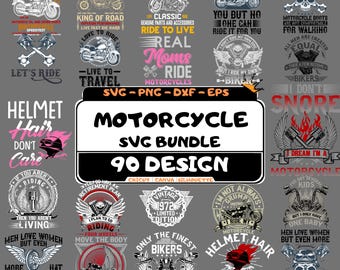 Motorcycle SVG Bundle: 90 Biker Quotes & Vintage Bike Designs (Digital Download