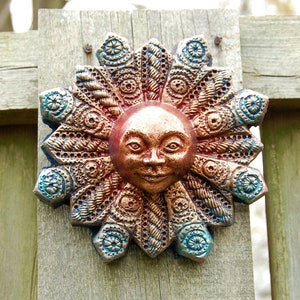 Celestial Decor Garden Sculpture, Sun Face Stone, Magical Mini Sun Wall Art Gifts