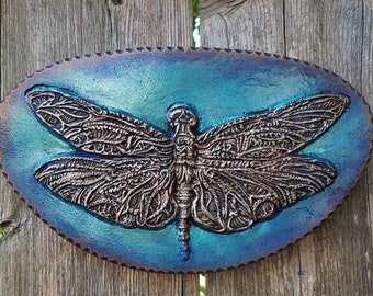 Dragonfly Lake House Decor, Garden Gifts Stone Sculpture, Outdoor Wall Art for Front Porch or Patio