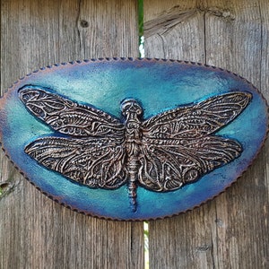 Dragonfly Lake House Decor, Garden Gifts Stone Sculpture, Outdoor Wall Art for Front Porch or Patio