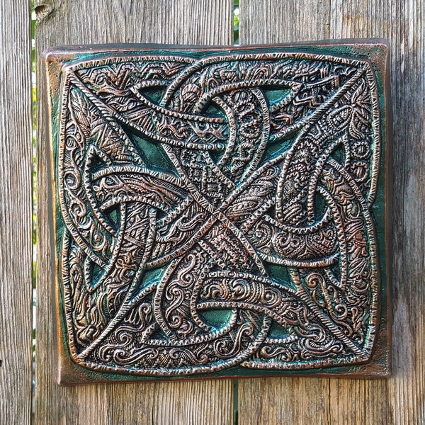 Celtic Knot Art Stone Sculpture, Garden Gifts, Irish Art for Outdoor or Front Porch Decor