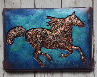 Horse Sculpture Garden Gifts, Running Horse Decor, Equestrian Wall Art
