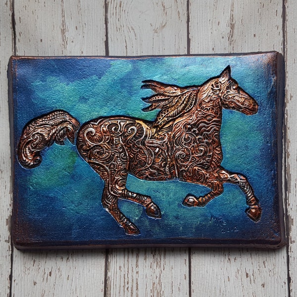 Horse Sculpture Garden Gifts, Running Horse Decor, Equestrian Wall Art