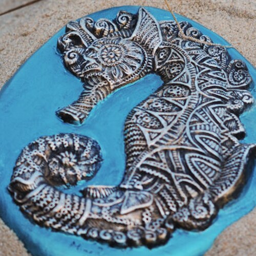 Beach Decor Seahorse Sculpture Beach Themed Bathroom Wall Art Etsy
