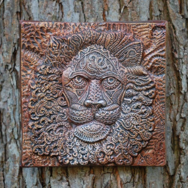 Lion Head Garden Gifts, Lion Sculpture Garden Art, Stone Outdoor Wall Art