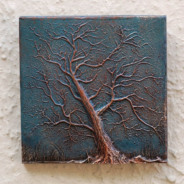 Tree Art Sculpture Stormy Sky, Garden Decor, Tree Silhouette Gift for Front Porch or Fence Wall