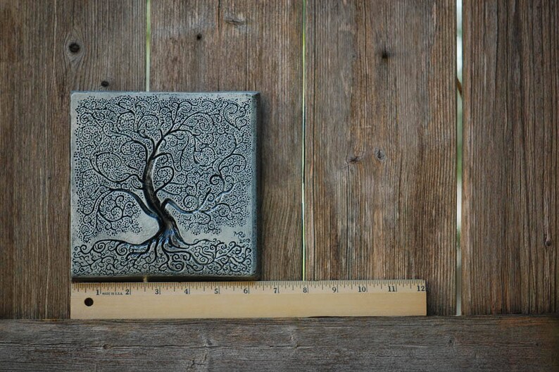 Grandma Garden Gift, Tree of Life Stone Art Outdoor Sculpture, Grandparent Gifts image 3