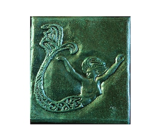 Mermaid Wall Art Decorative Tile, Bathroom Decor, Beach Themed Little Mermaid Tail Sculpture