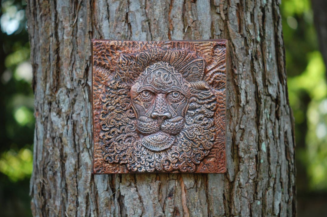 Lion Head Garden Gifts Lion Sculpture Garden Art Stone Etsy
