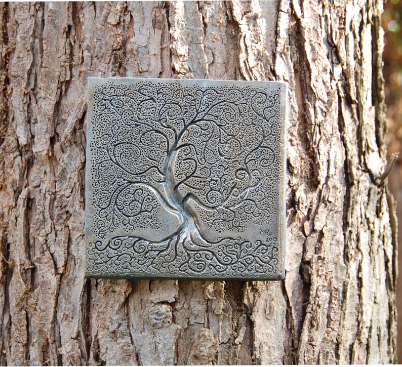 Grandma Garden Gift, Tree of Life Stone Art Outdoor Sculpture, Grandparent Gifts image 2