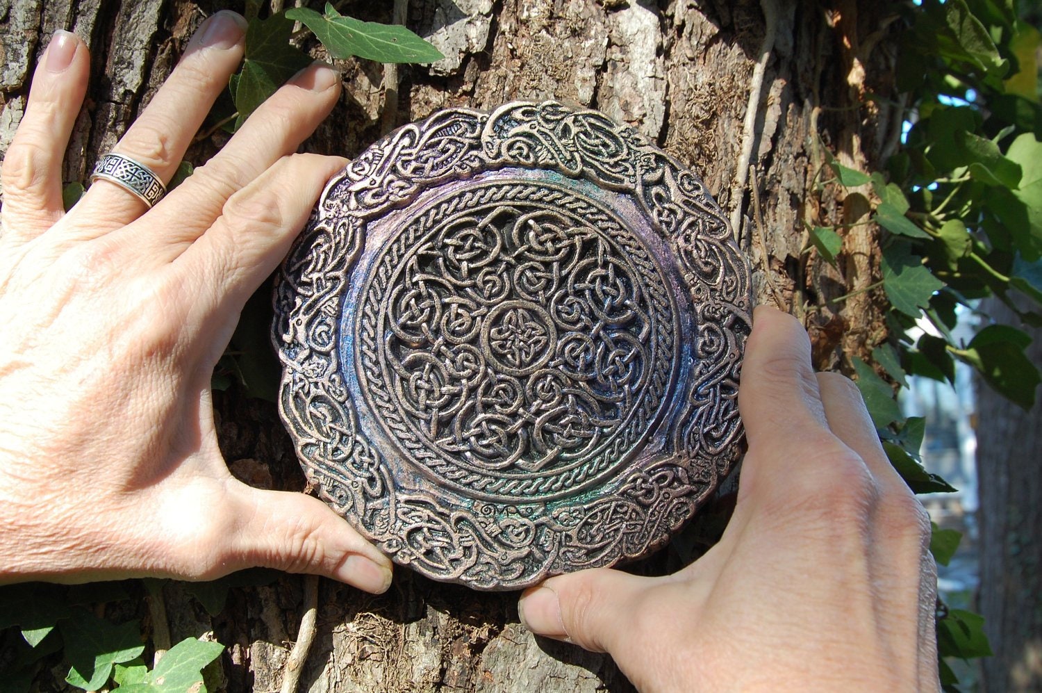 Celtic Knot Mandala Stone Sculpture, Garden Gifts, Irish Gifts, Garde…