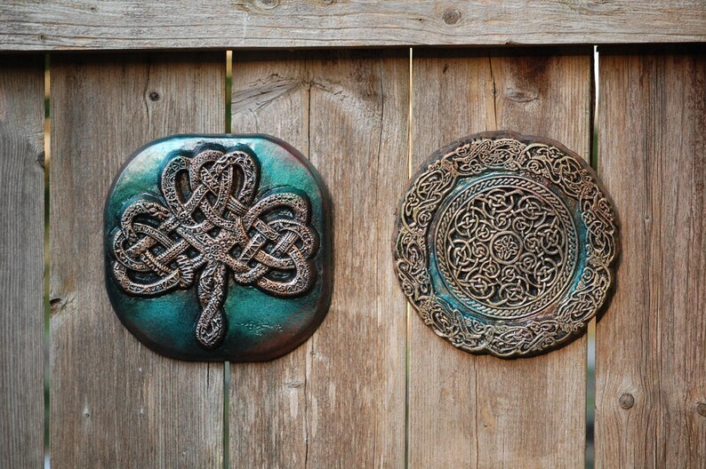 Garden Sculpture Shamrock Irish Gifts Celtic Knot Stone Etsy