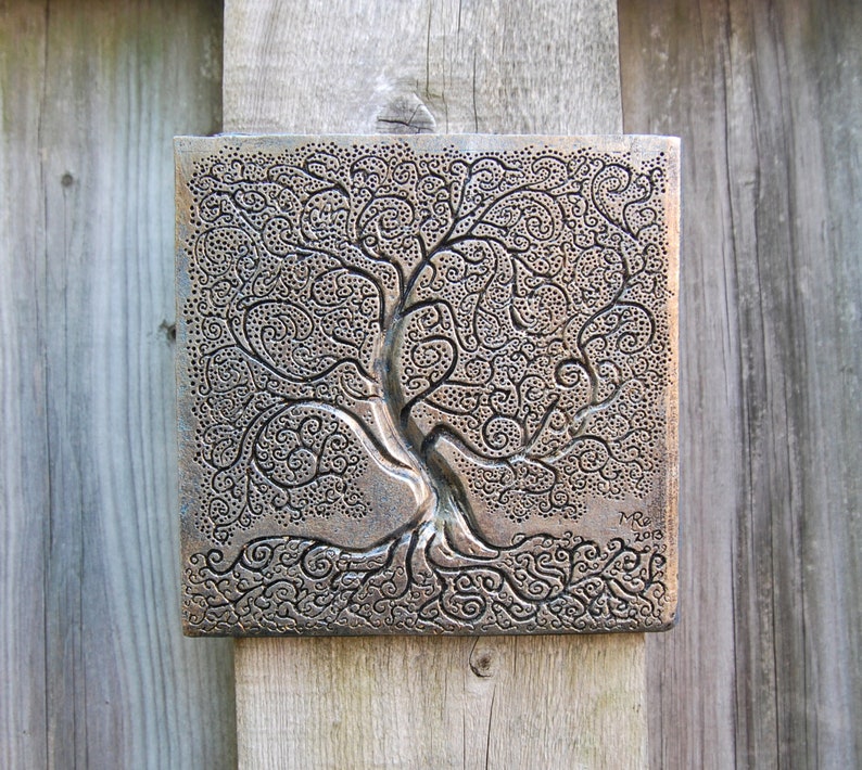 Grandma Garden Gift, Tree of Life Stone Art Outdoor Sculpture, Grandparent Gifts image 1